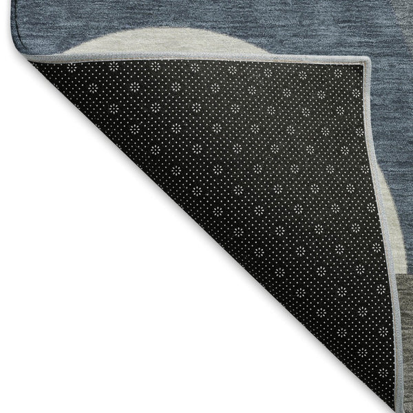 HomeRoots 10' Contemporary Gray Blue & Ivory Geometric Washable Area Rug - Durable, UV Protected, Stain Resistant 696566