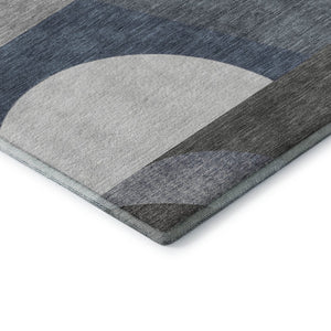 HomeRoots 10' Contemporary Gray Blue & Ivory Geometric Washable Area Rug - Durable, UV Protected, Stain Resistant 696566
