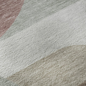 HomeRoots 8' Coffee Mauve and Ivory Geometric Washable Round Rug – Durable, UV Protected & Pet-Friendly Design 696569