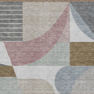 HomeRoots 8' X 10' Geometric Coffee Mauve & Ivory Area Rug - Washable, UV-Resistant, Non-Slip for Any Space 696570