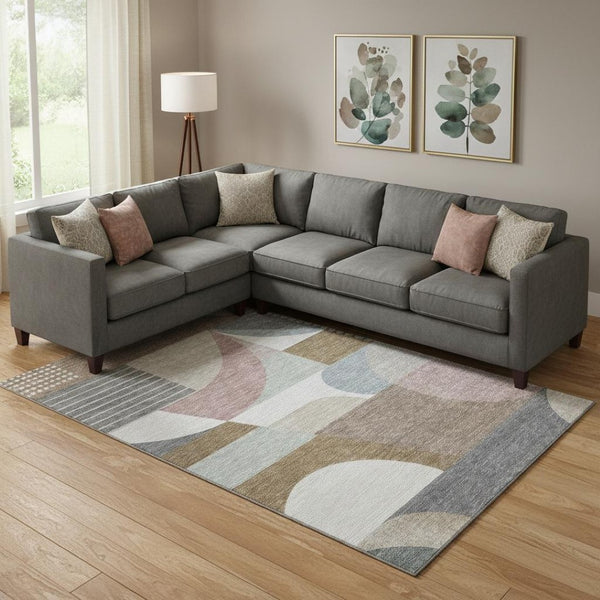 HomeRoots 9' X 12' Coffee Mauve Geometric Area Rug - Washable, UV Protected, Non-Slip for Stylish Living Spaces 696571