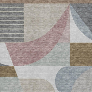 HomeRoots 9' X 12' Coffee Mauve Geometric Area Rug - Washable, UV Protected, Non-Slip for Stylish Living Spaces 696571