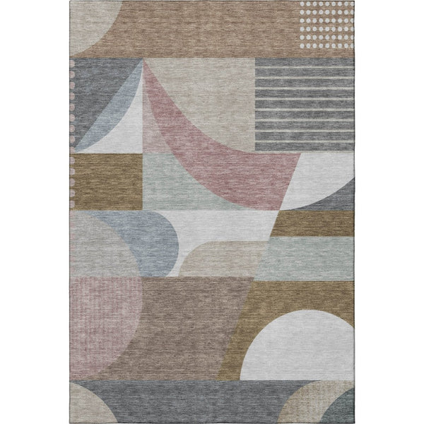 HomeRoots 9' X 12' Coffee Mauve Geometric Area Rug - Washable, UV Protected, Non-Slip for Stylish Living Spaces 696571