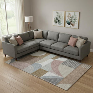 HomeRoots 10' X 14' Stylish Coffee Mauve & Ivory Geometric Area Rug - Washable, UV Protected, Pet Friendly! 696572