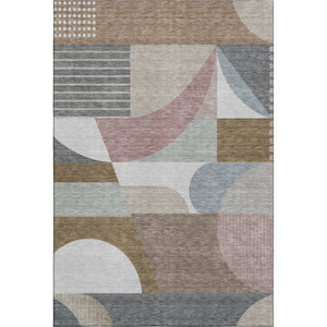 HomeRoots 10' X 14' Stylish Coffee Mauve & Ivory Geometric Area Rug - Washable, UV Protected, Pet Friendly! 696572