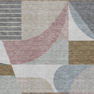 HomeRoots 10' X 14' Stylish Coffee Mauve & Ivory Geometric Area Rug - Washable, UV Protected, Pet Friendly! 696572