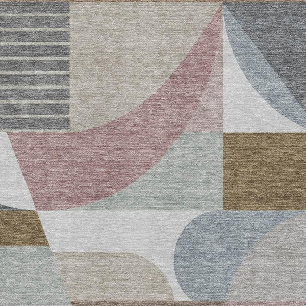 HomeRoots 10' X 14' Stylish Coffee Mauve & Ivory Geometric Area Rug - Washable, UV Protected, Pet Friendly! 696572