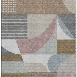 HomeRoots 10' X 14' Stylish Coffee Mauve & Ivory Geometric Area Rug - Washable, UV Protected, Pet Friendly! 696572