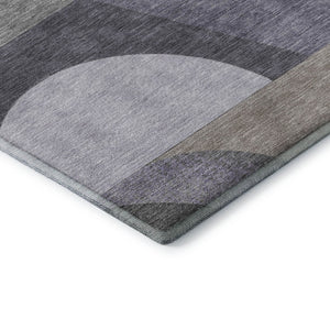 HomeRoots 8' X 10' Washable Geometric Area Rug in Purple, Gray & Beige - Durable, Stain-Resistant & UV Protected! 696576