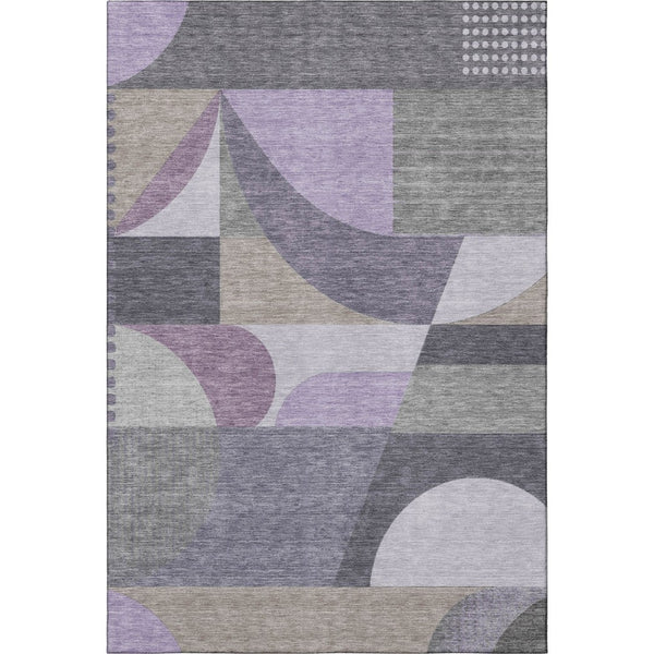 HomeRoots 8' X 10' Washable Geometric Area Rug in Purple, Gray & Beige - Durable, Stain-Resistant & UV Protected! 696576