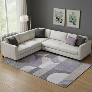 HomeRoots 10' X 14' Geometric Area Rug in Purple, Gray & Beige - Durable, Washable, UV Protected & Non-Slip 696578