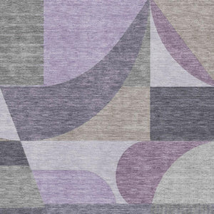 HomeRoots 10' X 14' Geometric Area Rug in Purple, Gray & Beige - Durable, Washable, UV Protected & Non-Slip 696578