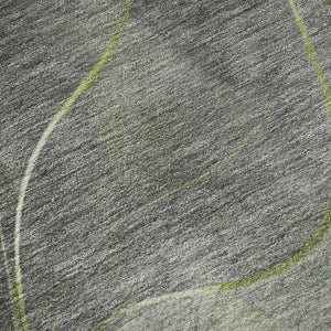 HomeRoots 8' Artichoke Green Gray Silver Washable Round Rug - Stylish, UV-Protected, Stain-Resistant Design! 696587