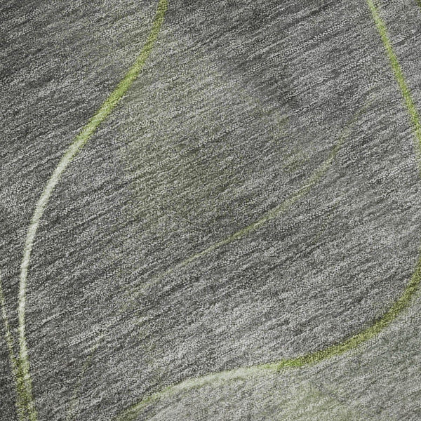HomeRoots 8' Artichoke Green Gray Silver Washable Round Rug - Stylish, UV-Protected, Stain-Resistant Design! 696587
