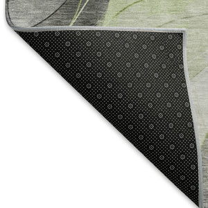 HomeRoots 8' X 10' Stylish Artichoke Green Gray Silver Abstract Washable Area Rug with UV Protection & Durability 696588