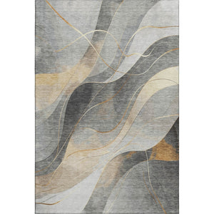 HomeRoots 5' X 8' Abstract Gray Silver Coral Washable Area Rug with UV Protection - Stylish & Durable Design 696592