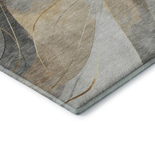 HomeRoots 5' X 8' Abstract Gray Silver Coral Washable Area Rug with UV Protection - Stylish & Durable Design 696592