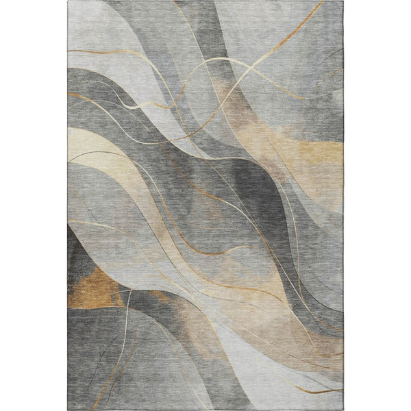 HomeRoots 5' X 8' Abstract Gray Silver Coral Washable Area Rug with UV Protection - Stylish & Durable Design 696592