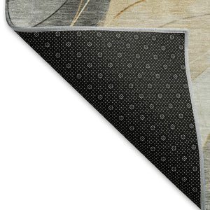 HomeRoots 10' X 14' Gray-Silver & Coral Abstract Washable Area Rug - UV Protected, Durable & Low Maintenance! 696596