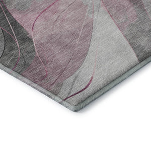 HomeRoots 8' X 10' Abstract Pink Gray Silver Area Rug – Washable, Stain-Resistant, UV Protected for Durability 696600