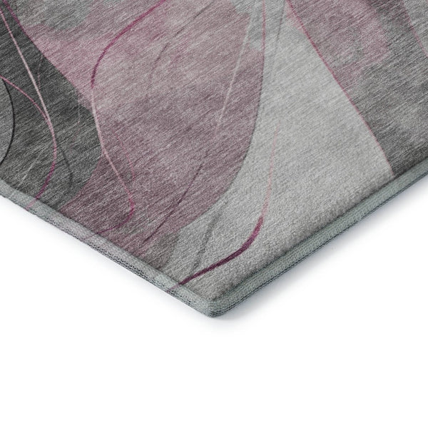 HomeRoots 8' X 10' Abstract Pink Gray Silver Area Rug – Washable, Stain-Resistant, UV Protected for Durability 696600