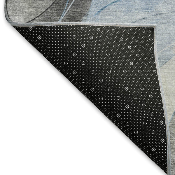HomeRoots 8' X 10' Sky Blue Gray Silver Abstract Area Rug - Washable, UV-Protected, Durable, Modern Design 696606