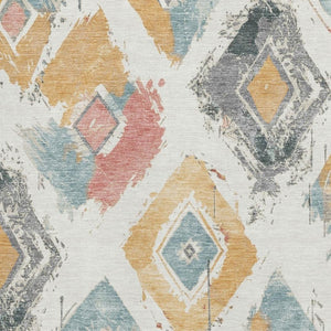 HomeRoots 9' X 12' Ivory Gold Blush Abstract Geometric Area Rug - Washable, UV-Protected, Kid & Pet Friendly 696619