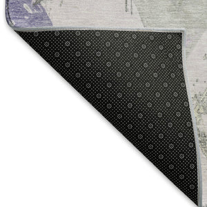HomeRoots 9' X 12' Stylish Lavender Ivory Gray Abstract Area Rug - Washable, UV-Protected, Stain-Resistant Design 696625