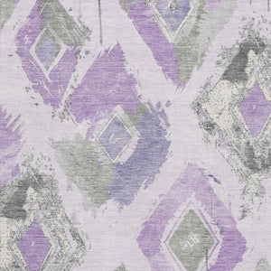 HomeRoots 9' X 12' Stylish Lavender Ivory Gray Abstract Area Rug - Washable, UV-Protected, Stain-Resistant Design 696625