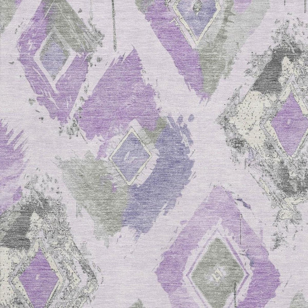 HomeRoots 9' X 12' Stylish Lavender Ivory Gray Abstract Area Rug - Washable, UV-Protected, Stain-Resistant Design 696625