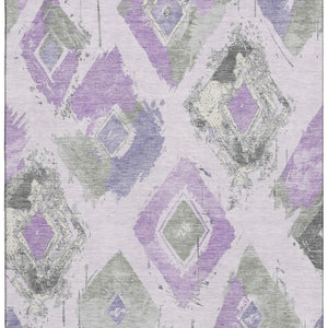 HomeRoots 9' X 12' Stylish Lavender Ivory Gray Abstract Area Rug - Washable, UV-Protected, Stain-Resistant Design 696625