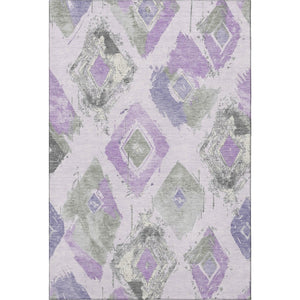 HomeRoots 10' X 14' Abstract Geometric Area Rug in Lavender, Ivory & Gray - Washable, UV-Protected & Stylish! 696626