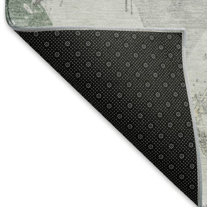HomeRoots 8' Pale Aqua Gray and Ivory Abstract Geometric Round Rug - Washable, Durable, UV-Protected Design 696629