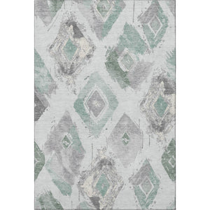 HomeRoots 8' X 10' Pale Aqua Gray & Ivory Abstract Geometric Area Rug - Washable, UV Protected, and Durable! 696630