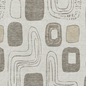HomeRoots 5' X 8' Beige Taupe Geometric Washable Area Rug - Stylish, Durable, UV Protected for High-Traffic Areas 696634