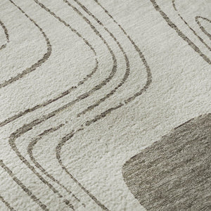 HomeRoots 8' Stylish Geometric Washable Round Rug in Beige, Taupe & Khaki – UV Protected, Kid & Pet Friendly! 696635