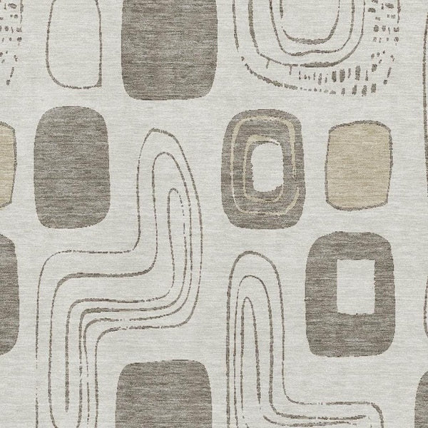 HomeRoots 8' X 10' Washable Beige Taupe & Khaki Geometric Area Rug with UV Protection for Kids & Pets 696636