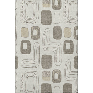 HomeRoots 9' X 12' Modern Beige Taupe & Khaki Geometric Area Rug – Washable, Stain-Resistant & UV Protected! 696637