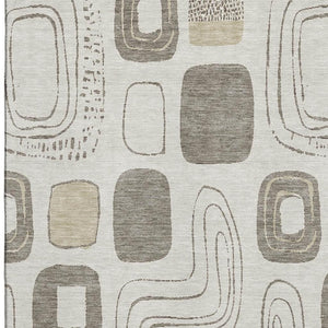 HomeRoots 10' X 14' Stylish Beige Taupe Geometric Washable Area Rug with UV Protection for Indoor & Outdoor Use 696638