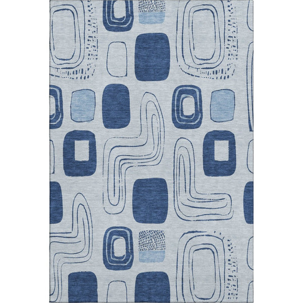 HomeRoots 8' X 10' Blue Sky Geometric Washable Area Rug - UV Protected, Stain Resistant for High-Traffic Spaces 696642