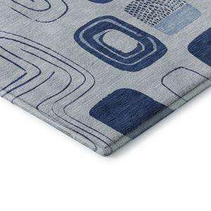 HomeRoots 8' X 10' Blue Sky Geometric Washable Area Rug - UV Protected, Stain Resistant for High-Traffic Spaces 696642