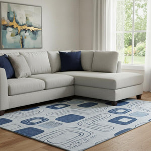 HomeRoots 8' X 10' Blue Sky Geometric Washable Area Rug - UV Protected, Stain Resistant for High-Traffic Spaces 696642