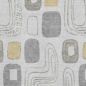 HomeRoots 10' X 14' Modern Gray Silver Gold Geometric Area Rug - Washable, UV Protected, Stylish & Durable Decor 696650