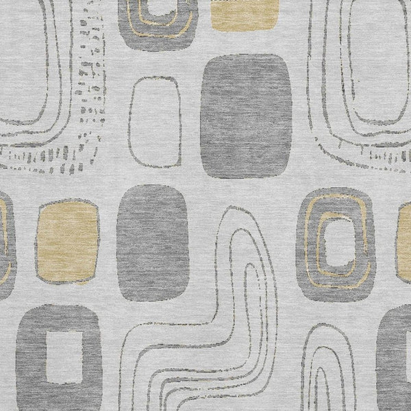 HomeRoots 10' X 14' Modern Gray Silver Gold Geometric Area Rug - Washable, UV Protected, Stylish & Durable Decor 696650