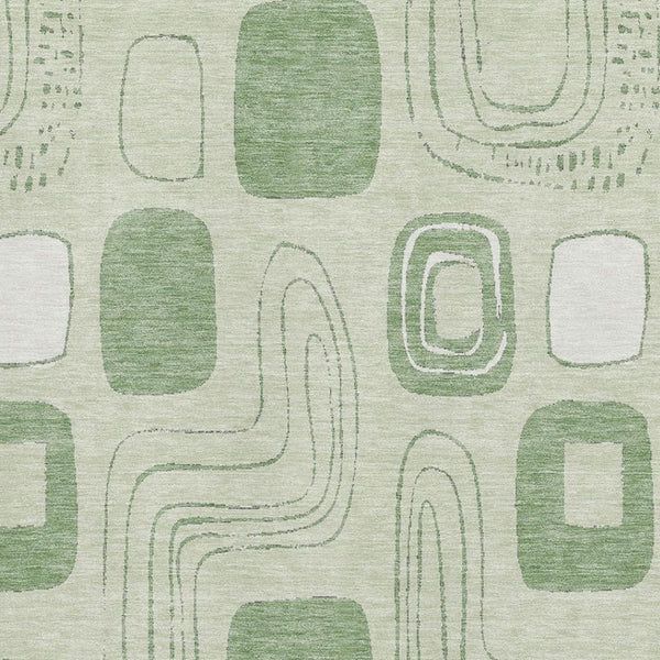 HomeRoots 5' X 8' Mint Green & Ivory Geometric Washable Area Rug - Durable, Stain Resistant, UV Protected! 696658