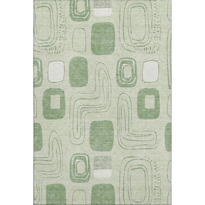 HomeRoots 8' X 10' Stylish Mint Green & Ivory Geometric Area Rug - Washable, UV Protected, Family-Friendly Design 696660