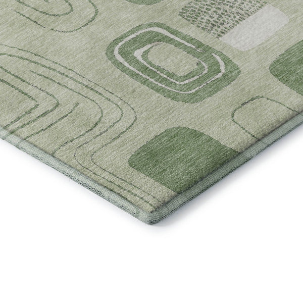 HomeRoots 8' X 10' Stylish Mint Green & Ivory Geometric Area Rug - Washable, UV Protected, Family-Friendly Design 696660