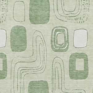 HomeRoots 9' X 12' Mint Green Geometric Area Rug with UV Protection – Durable, Washable, and Stylish for Any Space 696661