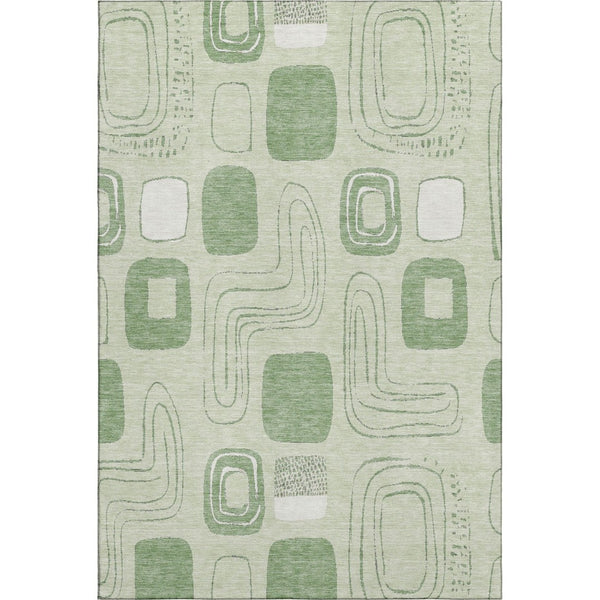 HomeRoots 10' X 14' Mint Green and Ivory Geometric Area Rug - Washable, UV Protected, Perfect for Family Spaces 696662