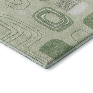 HomeRoots 10' X 14' Mint Green and Ivory Geometric Area Rug - Washable, UV Protected, Perfect for Family Spaces 696662